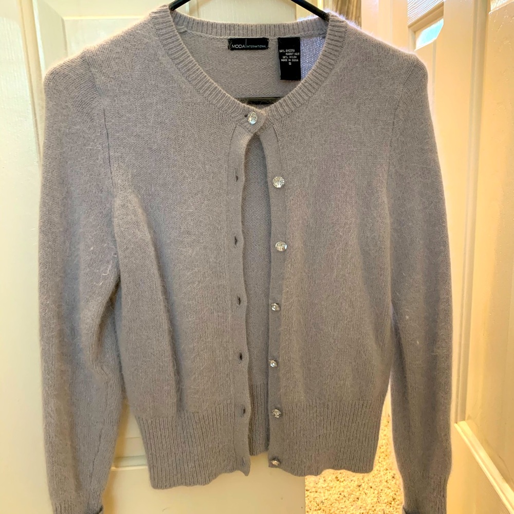 Gray angora cardigan